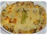 Gratin de courgettes, pommes de terre et poulet mariné