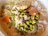 Blanquette de poulet, riz et petits pois au cookeo
