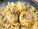 Boulettes de poulet à la crème et coquillettes