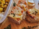 Filet mignon de porc, raclette, poitrine fumée, sauce raclette et pommes de terre