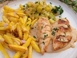 Poulet, courgettes, frites