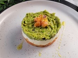 Tartare de saumon, fromage frais et guacamole