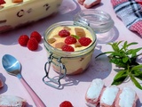 Tiramisu à la rhubarbe, framboise et à la verveine