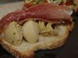 Crostini artichaut-jambon de Parme