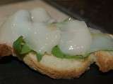 Crostini roquette-St Jacques