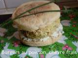 Burgers au poisson, chèvre frais et poivrons