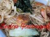 Nouilles asiatiques aux crevettes et bok choys