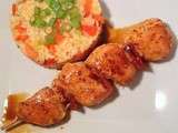 Brochette de dinde et risotto poivrons cumin au Micro Vap