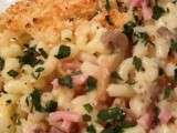 Gratin de coquillettes jambon-champignons