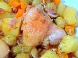 Poulet cocotte aux carottes, champignons et pdt