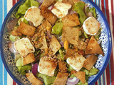 Salade croquante au chèvre, granola et chips de tortilla (recette anti-gaspi)