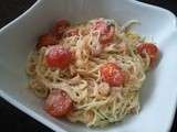 Capellini express aux crevettes et tomates cerises