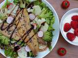 Repas : Salade, maquereau fumé, brocoli/chou fleur, kasha, soyourt framboises