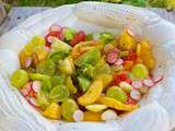 Salade tomates anciennes et fruits de fin d’été