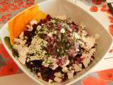 Salade lentilles betteraves feta et oignons rouges