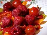 Salade de tomates confites, framboise et cardamome