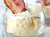 Verrine blanche - mousseline de pommes de terre et chips de speck