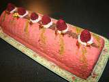 Bûche mousses framboise et chocolat couverture velours