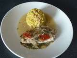 Filet de mulet au four, riz complet au curcuma