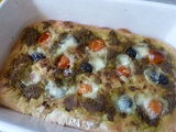 Focaccia facile ail, pesto et mozzarelle