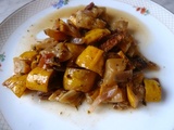 Garniture de Courgettes jaunes au chorizo, oignon rouge et tomate séchée