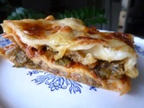 Lasagne purée de courgette aux poivrons grillés, trois fromage