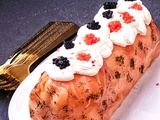 Bûche aux deux saumons et aux crevettes