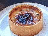 Flan pâtissier au chocolat blanc et à la compotée de framboises
