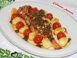 Rouget aux tomates cerises et pommes de terre - Recette Choumicha