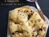 Fougasse au serpolet, olives noires et lardons