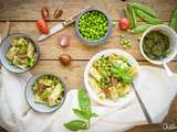 Salade de pâtes au pesto et petits pois