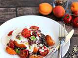 Trio de riz complet aux lentilles et aux fruits, sauce au yaourt