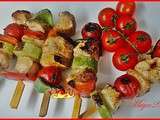 Brochettes de poulet et légumes et Chou-fleur sauce Mornay