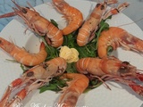 Langoustines vivantes et crevettes, une assiette de la mer pour un midi