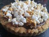 Tarte Cookie , ganache chocolat et popcorns