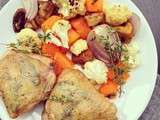 Courge, champignons, chou-fleur & poulet