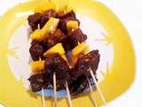 Brochette de boeuf et mangue pimentée