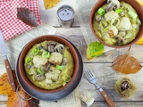 Boulettes de Poulet, Sauce Crémeuse Champignons et Poireaux