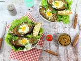 Egg Boats Aubergines et Pesto Rosso