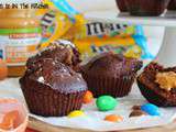 Muffins Chocolat et m&m's Coeur au Beurre de Cacahuète