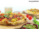 Tarte Fine Tomates Cerises, Rillettes de Maquereau, Moutarde & Mozza