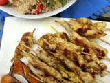 Mini-brochettes de poulet mariné {citron-huile d’olive-cumin} #plancha