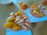 Salade de crevettes, agrumes et mangue et sa sauce cocktail