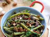 Poêlée de haricots verts, champignons et noisettes