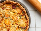 Quiche aux fanes, chorizo et chèvre