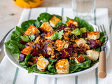 Salade d’épinard, betterave, noix et halloumi