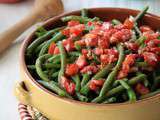 Salade de haricots verts et rougail de tomates au colombo