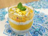 Crème au lait de coco, mangue et graines de chia, vegan, sans sucre