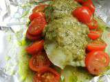 Papillote de cabillaud au pesto