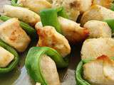 Brochettes de poulet aux pois gourmands